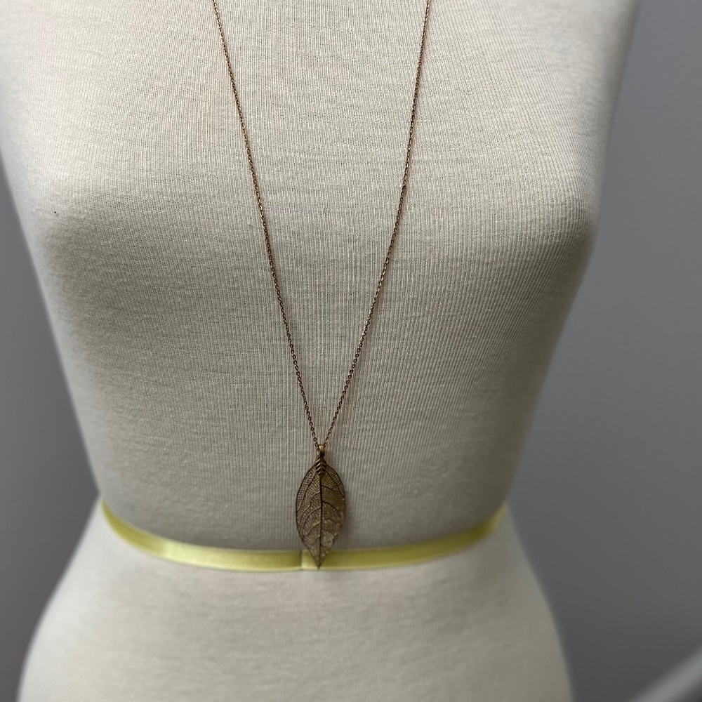 Gold Leaf Drop Necklace